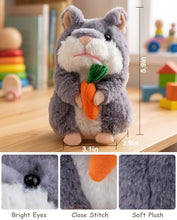 Load image into Gallery viewer, Ayeboovi Talking Hamster Repeats What You Say, Interactive Toy for 2 3 4 5 Year Old Girls Boys - Light Gray - Image 5