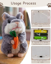 Load image into Gallery viewer, Ayeboovi Talking Hamster Repeats What You Say, Interactive Toy for 2 3 4 5 Year Old Girls Boys - Light Gray - Image 7