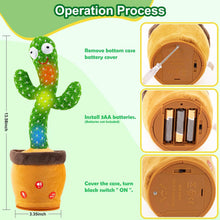 Load image into Gallery viewer, Ayeboovi Dancing Talking Cactus Baby Toys Interactive Toy Repeating Records What You Say Volume Adjustable Singing Cactus Toddler Games with 120 Songs Easter Basket Stuffers for Kids - Image 5