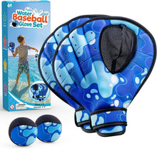 Load image into Gallery viewer, Ayeboovi Water Baseball Gloves Bouncing Ball Set for Pool Toys Lake Beach Games,2 Baseball Style Glove for Catch Skipping Ball, Birthday Gift for Boy Girl Kid Age 8-12 & Adult Teen, Blue