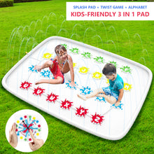 Load image into Gallery viewer, Ayeboovi Twist Splash Game – Water Toys Summer Outdoor Games 71'' Backyard Fountain Play Mat Sprinkler for Kids and Family