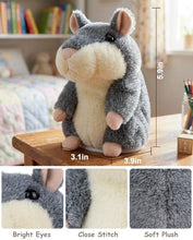 Load image into Gallery viewer, Ayeboovi Kids Toys Talking Hamster Repeats What You Say, Interactive Plush Toy for 2-5 Year Old Boys Girls - Gray - Image 5
