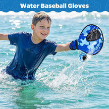 Load image into Gallery viewer, Ayeboovi Water Baseball Gloves Bouncing Ball Set for Beach Toys Pool Games,2 Baseball Style Glove for Catch Skipping Ball, Birthday Gift for Boy Girl Kid Age 8-12 &amp; Adult Teen, Blue - Image 2
