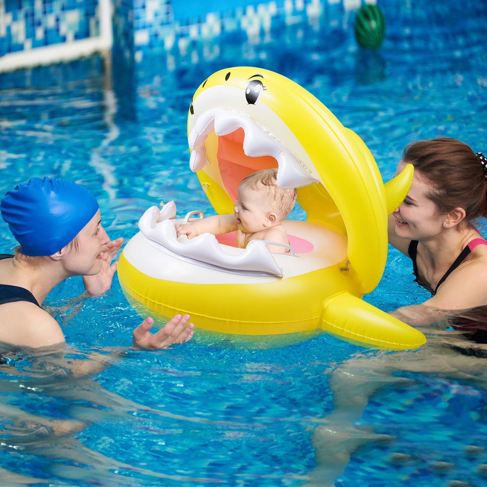 Baby Pool Float Swimming Float with Canopy Inflatable Floatie Swim