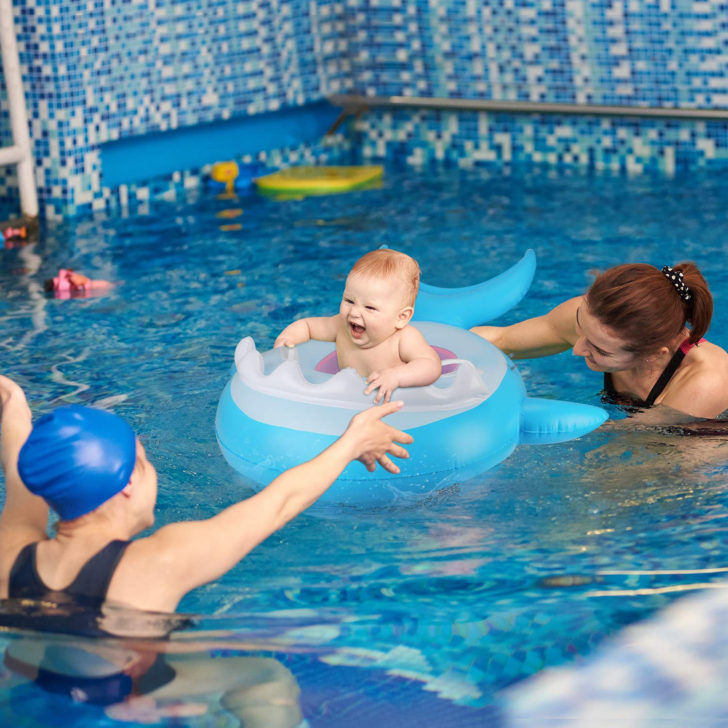 Baby Pool Float Swimming Float with Canopy Inflatable Floatie Swim